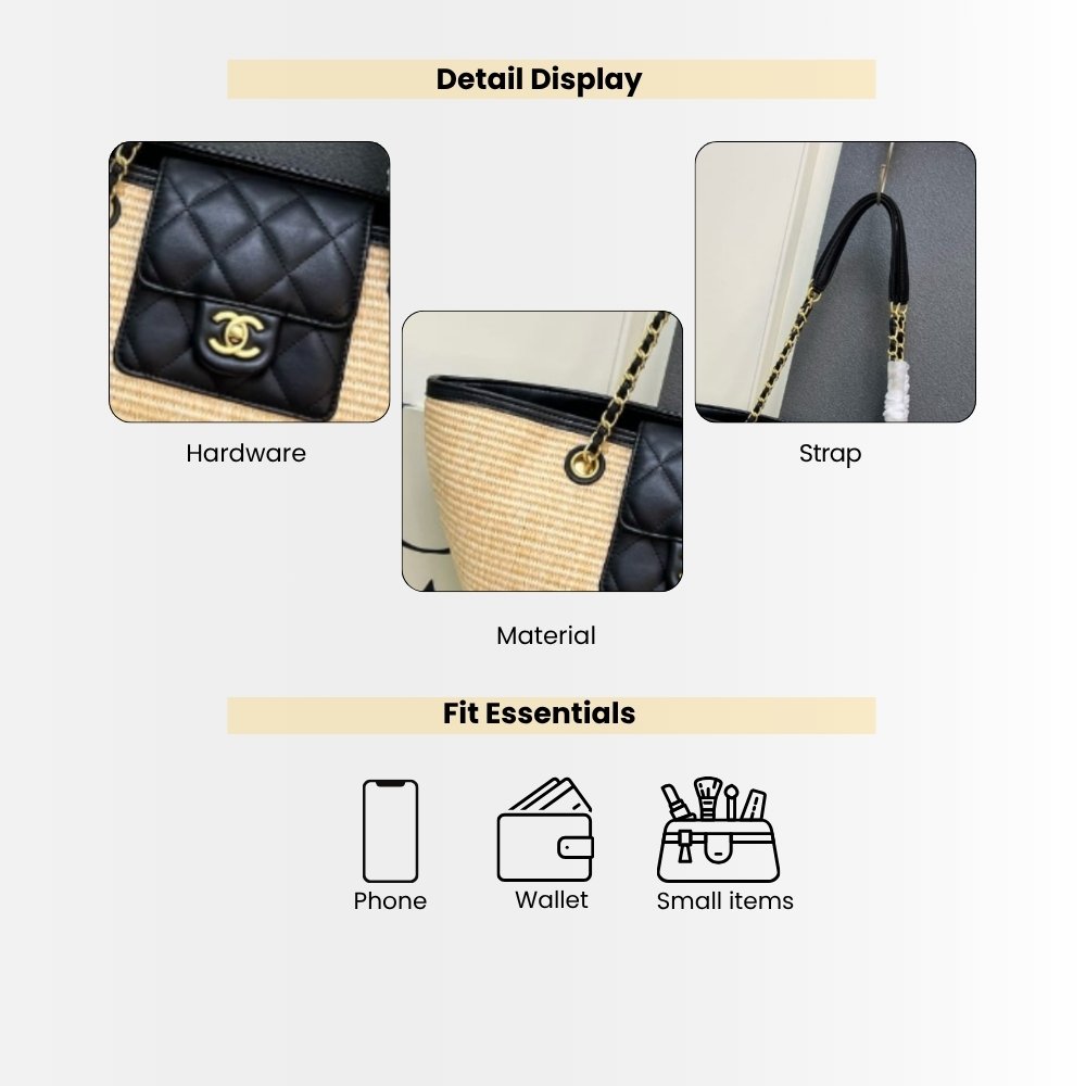 Chanel Small Shopping Bag Braided Straw And Gold Tone Metal Beige 23Cm AS5951 B22647 U6027