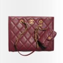 Chanel Small Shopping Bag Gold Tone Burgundy 31Cm AS4940 B17067 NY570