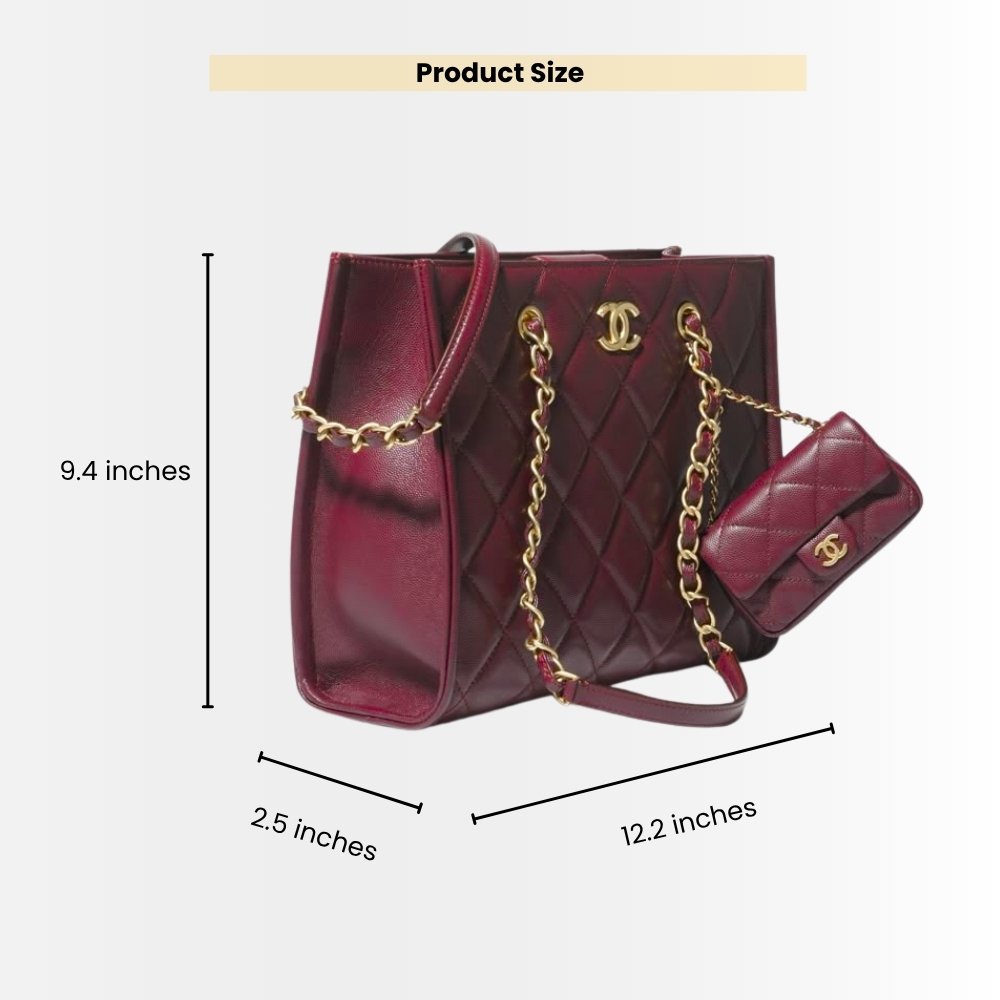 Chanel Small Shopping Bag Gold Tone Burgundy 31Cm AS4940 B17067 NY570