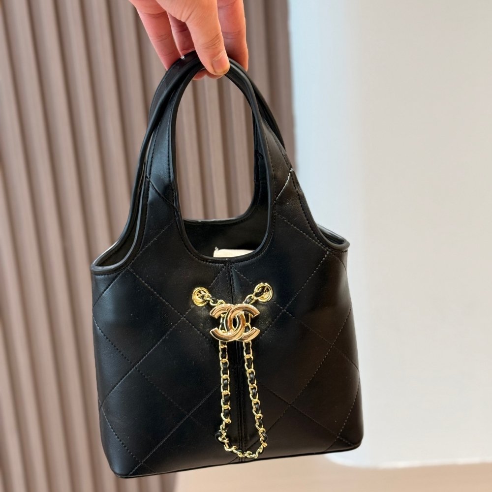 Chanel Small Shopping Bag Gold Tone Hardware Black 22Cm AS6132 B23332 94305