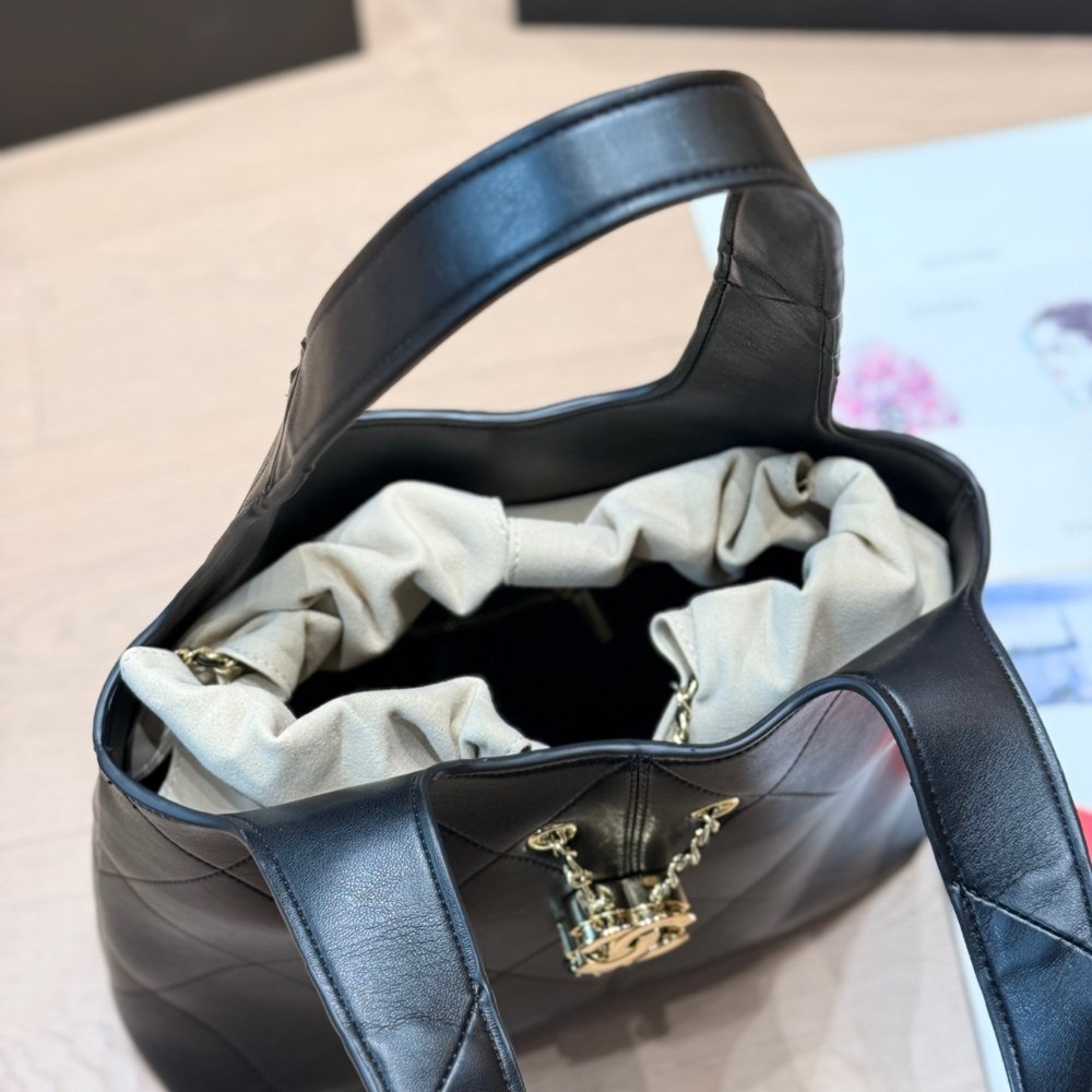 Chanel Small Shopping Bag Gold Tone Hardware Black 22Cm AS6132 B23332 94305