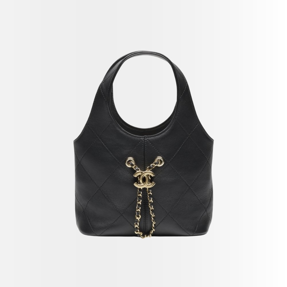 Chanel Small Shopping Bag Gold Tone Hardware Black 22Cm AS6132 B23332 94305