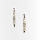 Chanel Strass Chain Hoop Earrings Gold Metal And Black Leather
