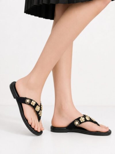 Chanel Thong Jewel Embellished Black