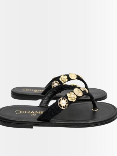 Chanel Thong Jewel Embellished Black
