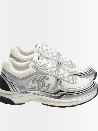 Chanel Trainers Fabric White And Silver G39792 Y56368 K5451