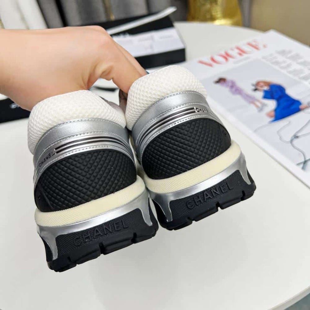 Chanel Trainers Fabric White And Silver G39792 Y56368 K5451