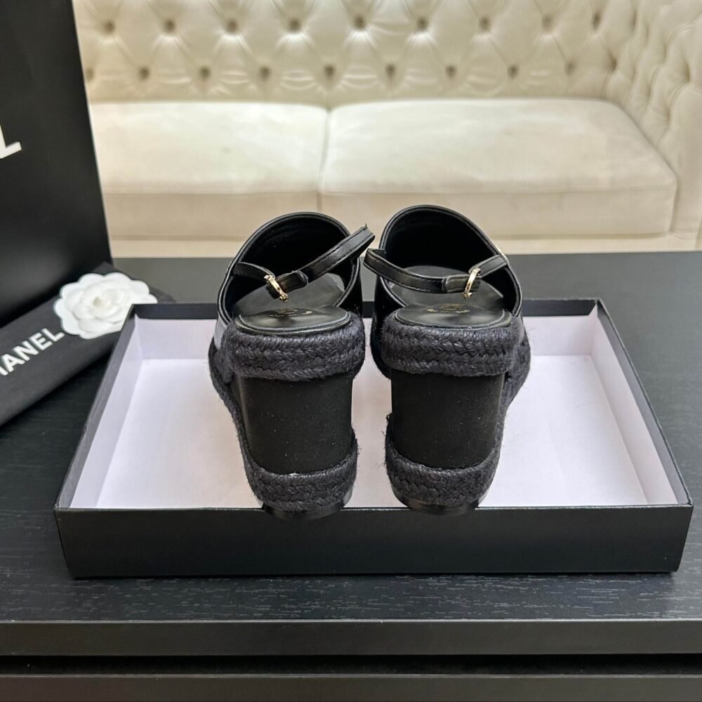 Chanel Wedge Sandals Black