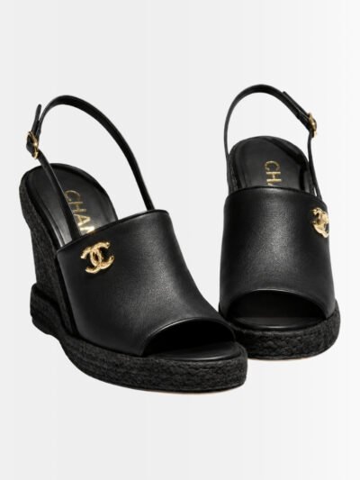 Chanel Wedge Sandals Black