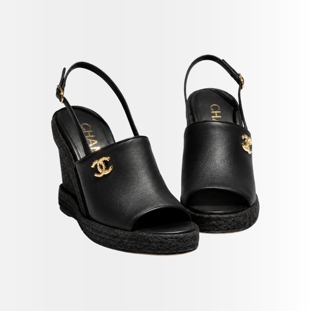 Chanel Wedge Sandals Black