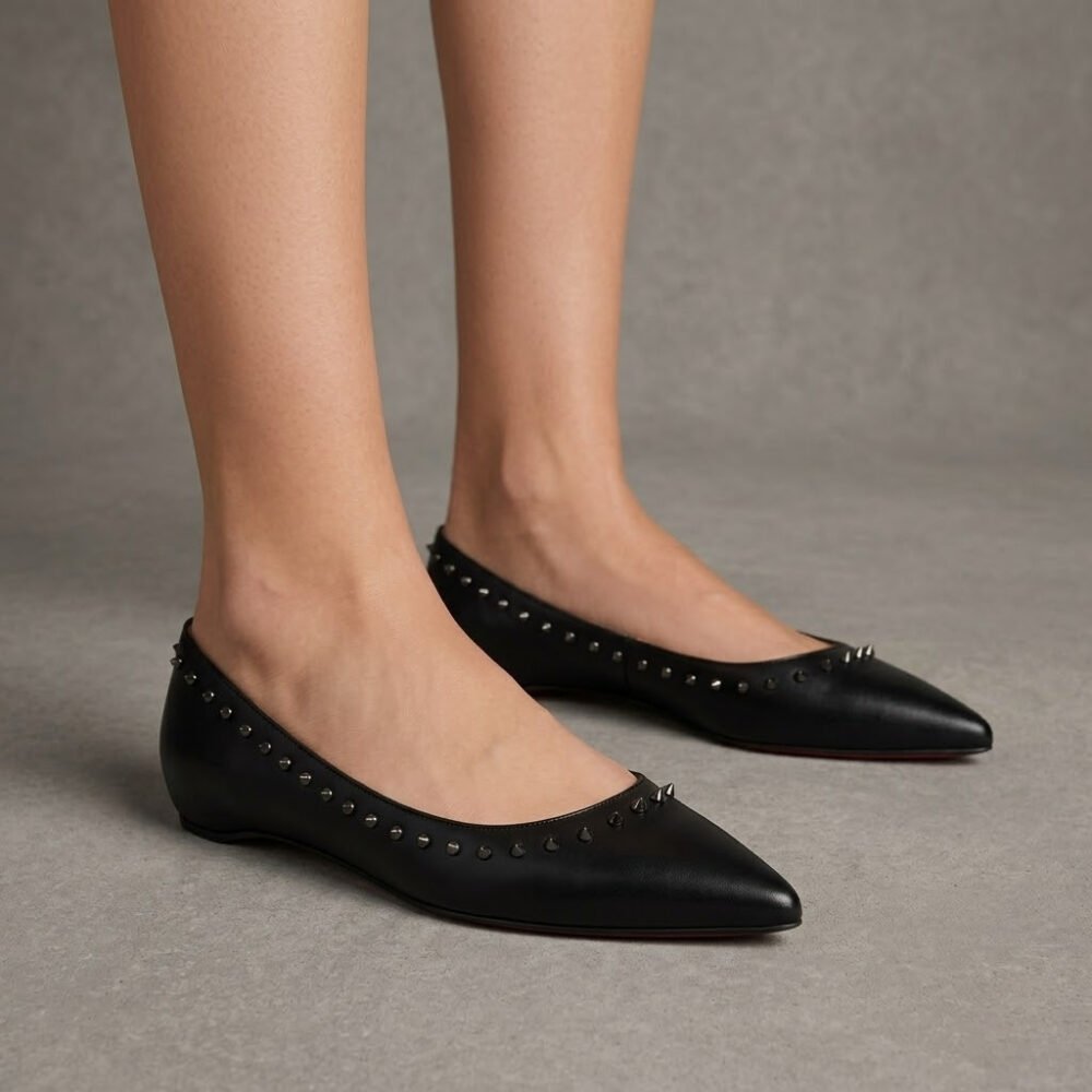 Christian Louboutin Studded Anjalina Flat Black 3151261B142