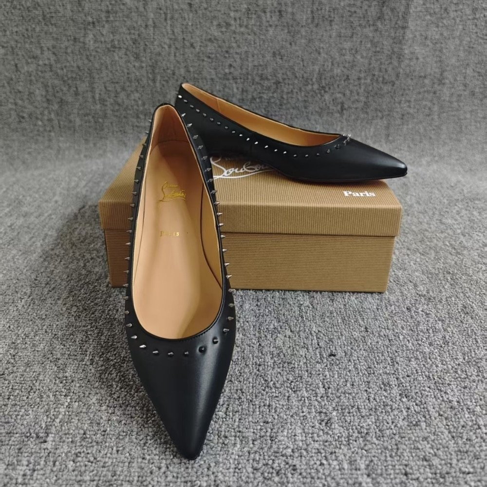 Christian Louboutin Studded Anjalina Flat Black 3151261B142