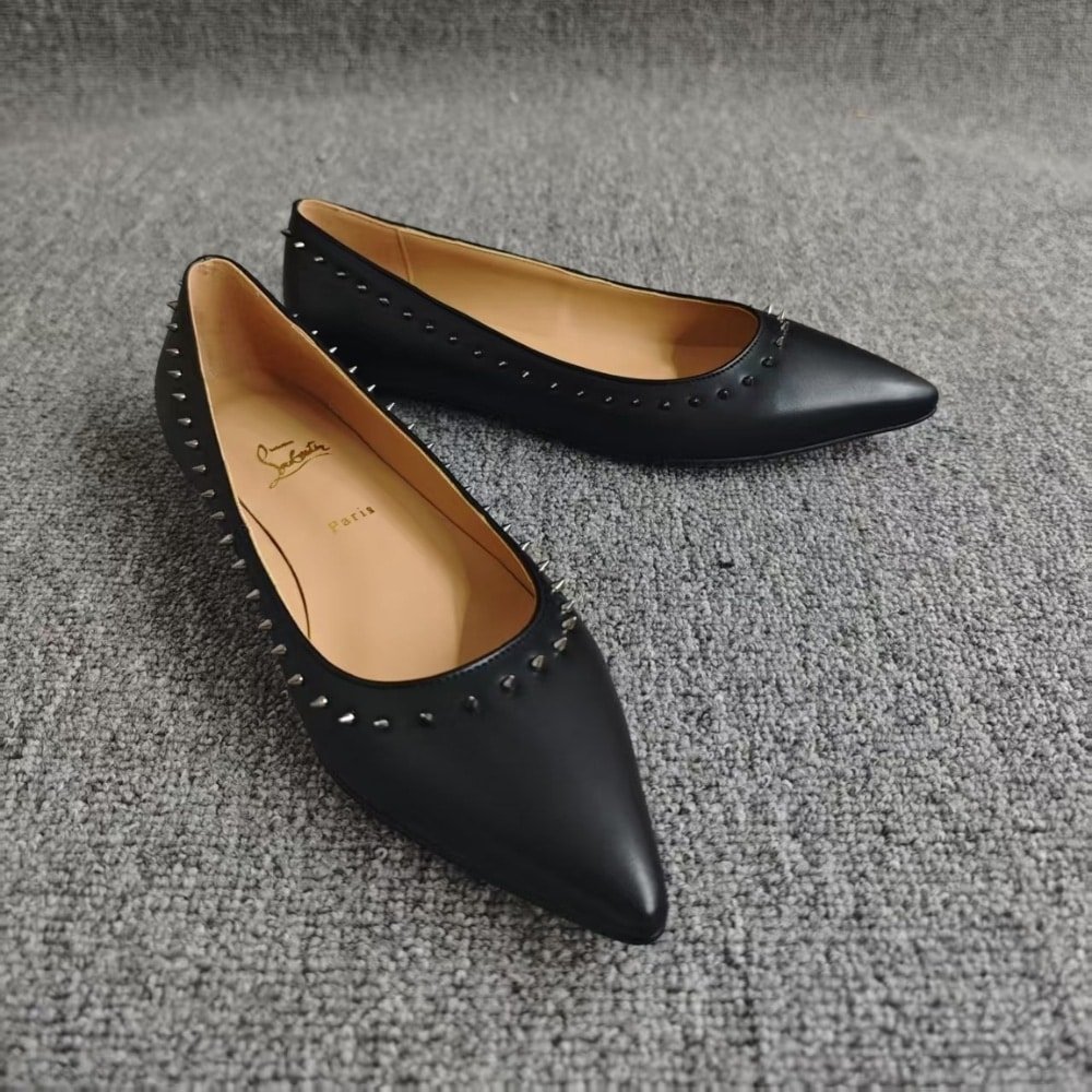 Christian Louboutin Studded Anjalina Flat Black 3151261B142