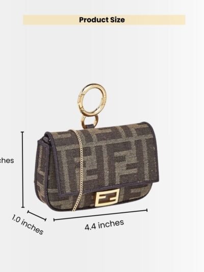 Fendi Nano Baguette Charm Compact Wallet Brown 11Cm