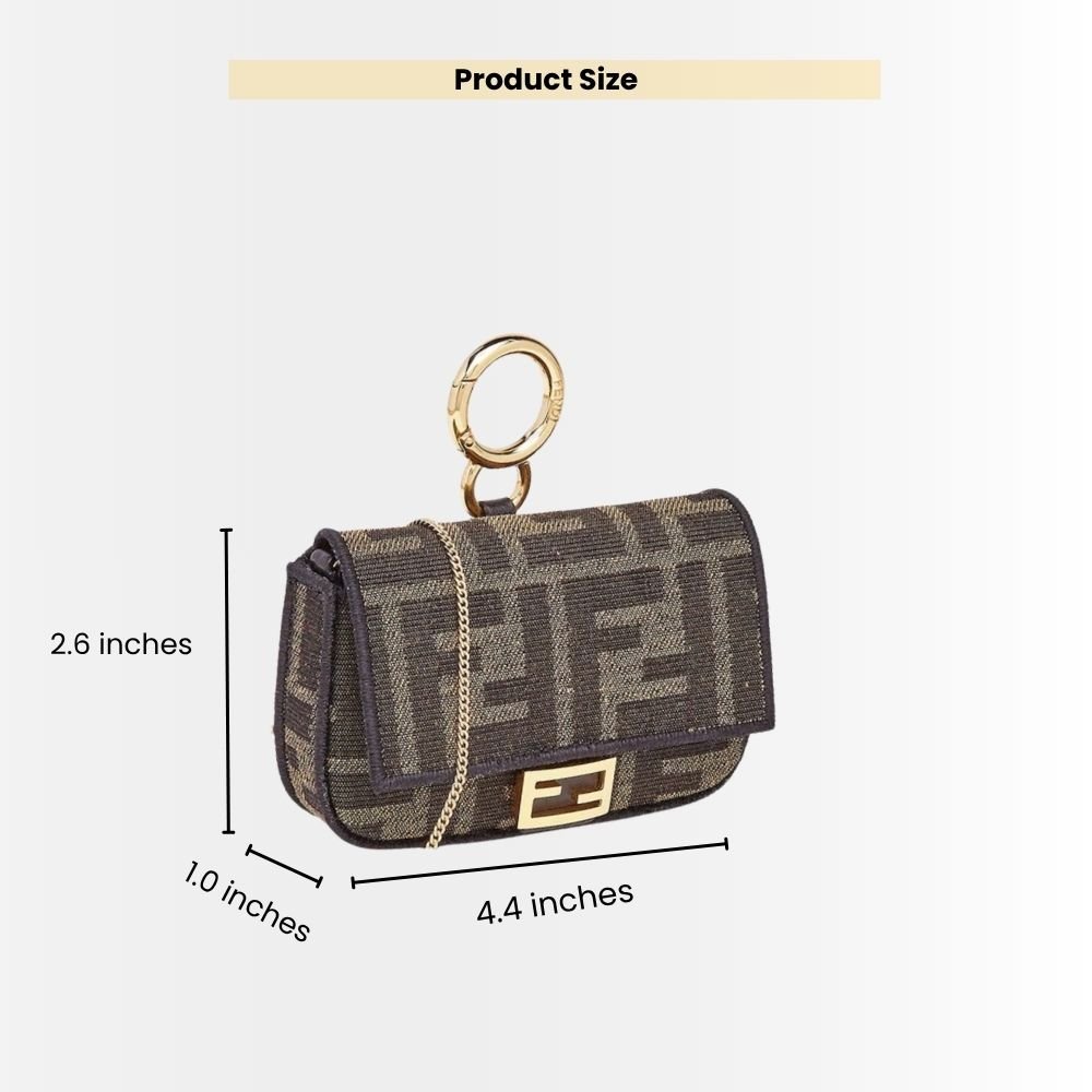 Fendi Nano Baguette Charm Compact Wallet Brown 11Cm