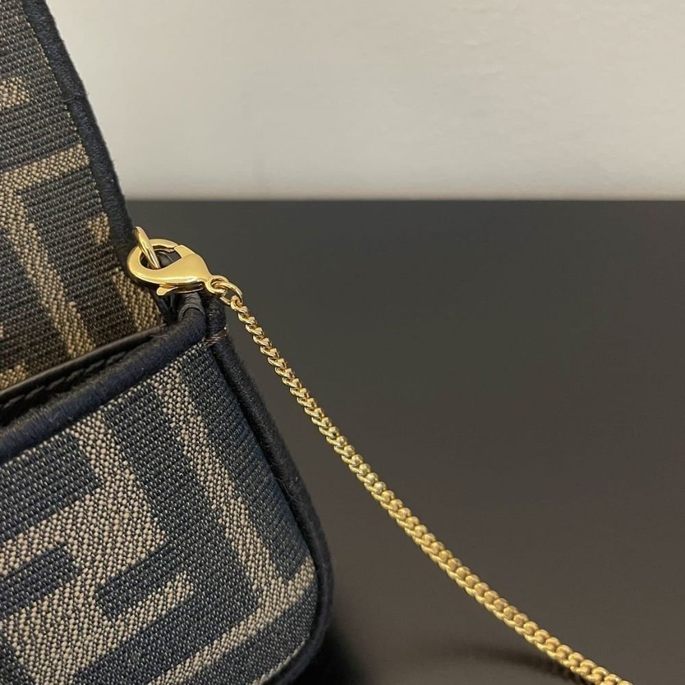 Fendi Nano Baguette Charm Compact Wallet Brown 11Cm