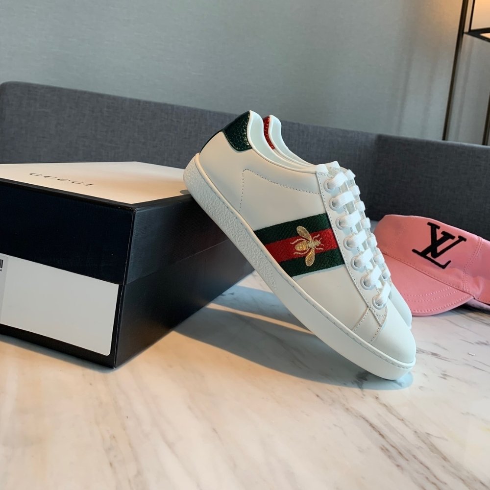 Gucci Ace Sneaker With Bee White