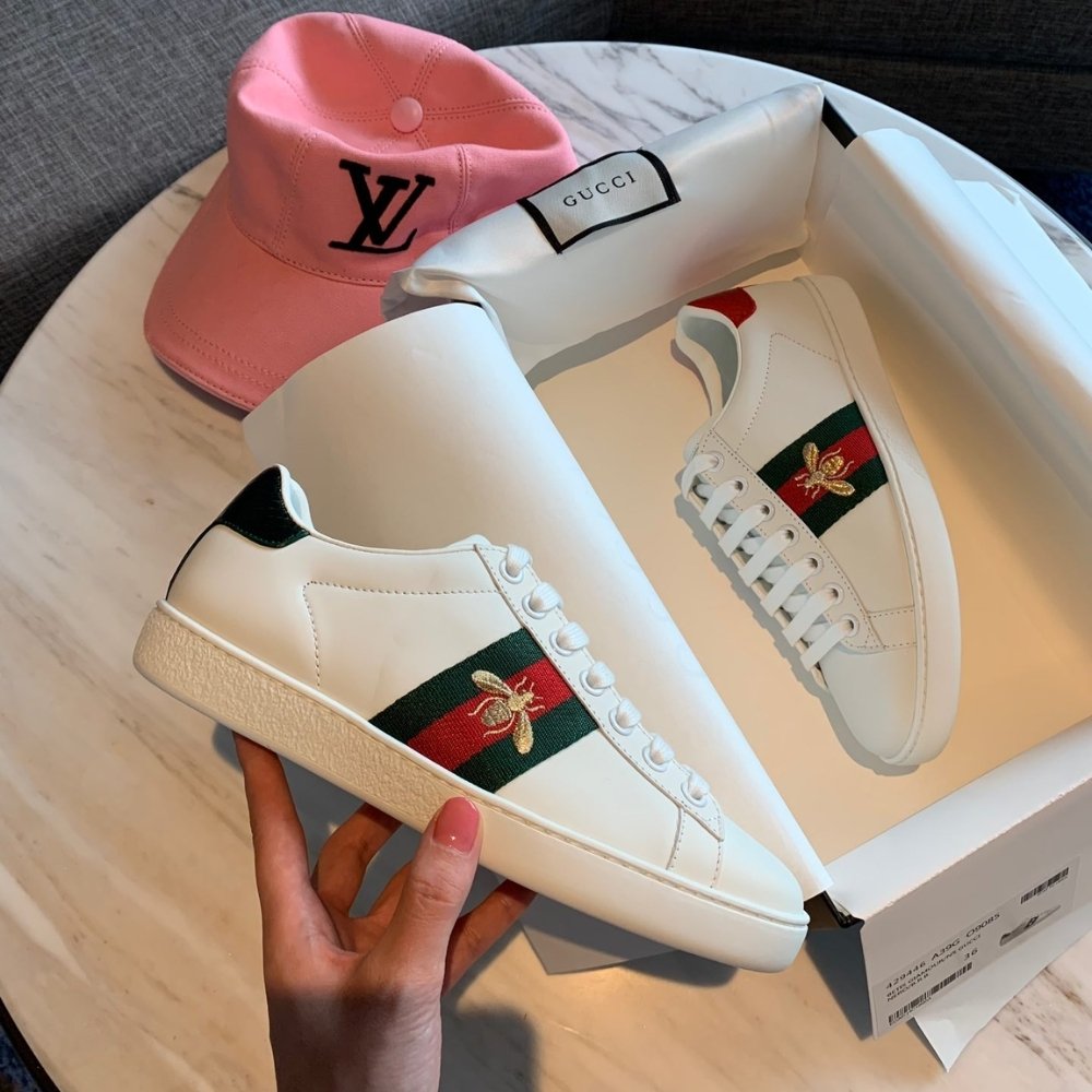 Gucci Ace Sneaker With Bee White