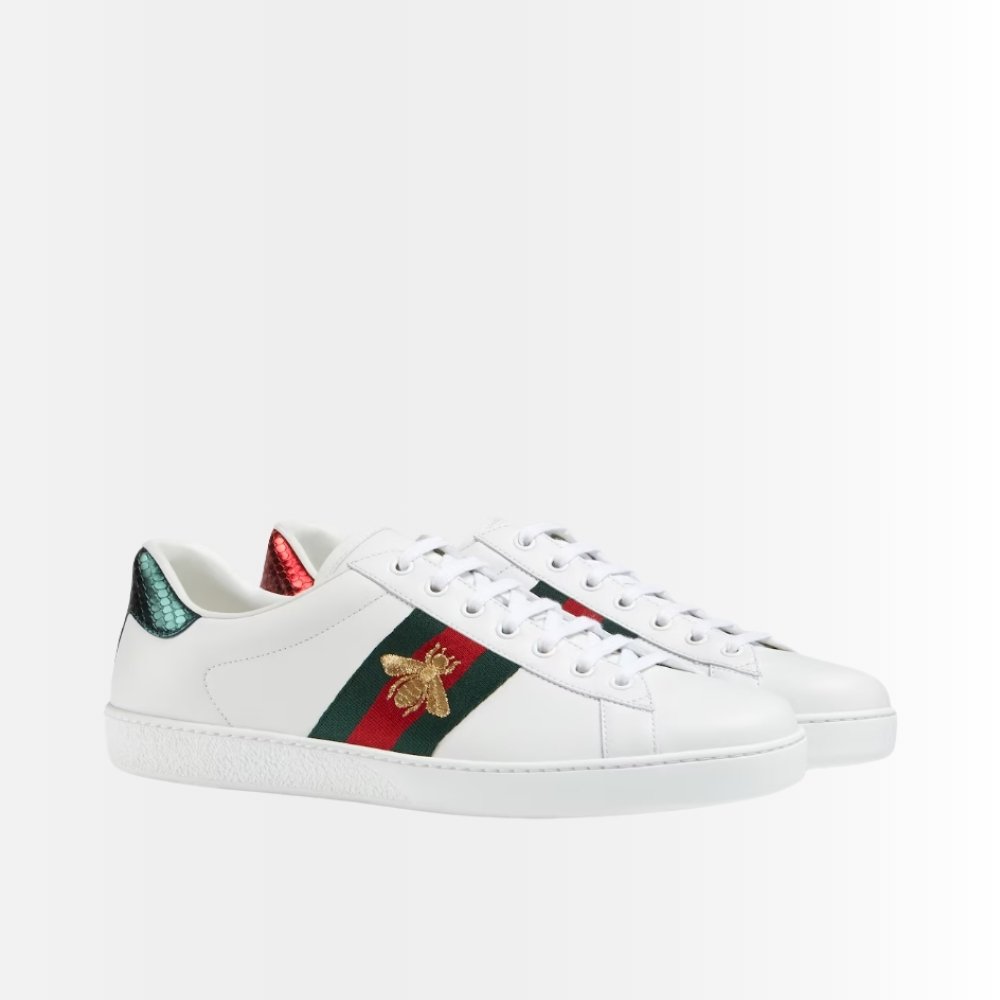 Gucci Ace Sneaker With Bee White