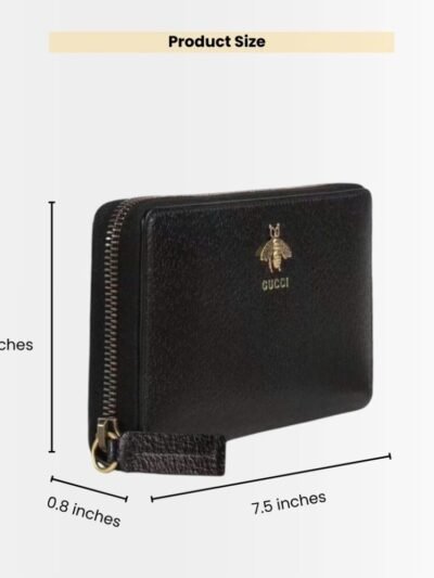 Gucci Animalier Leather Zip Around Wallet Black 19Cm 523667 DJ20T 1000