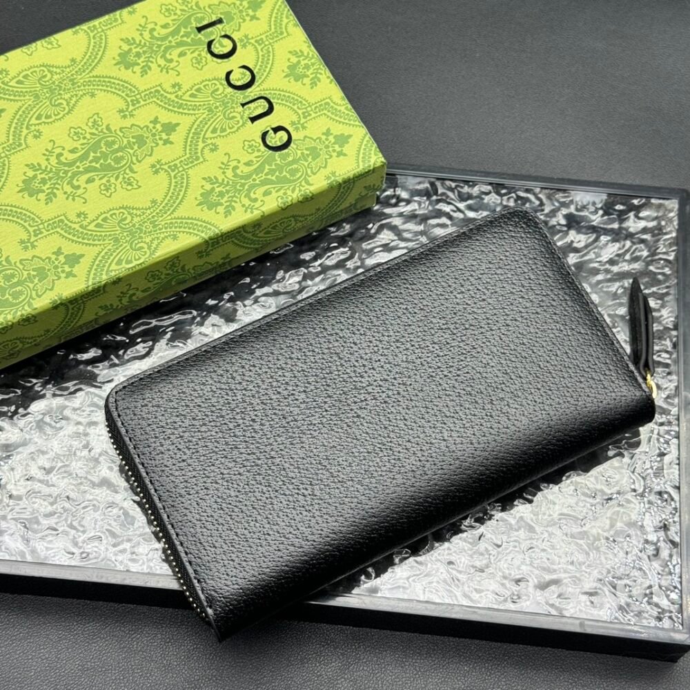 Gucci Animalier Leather Zip Around Wallet Black 19Cm 523667 DJ20T 1000