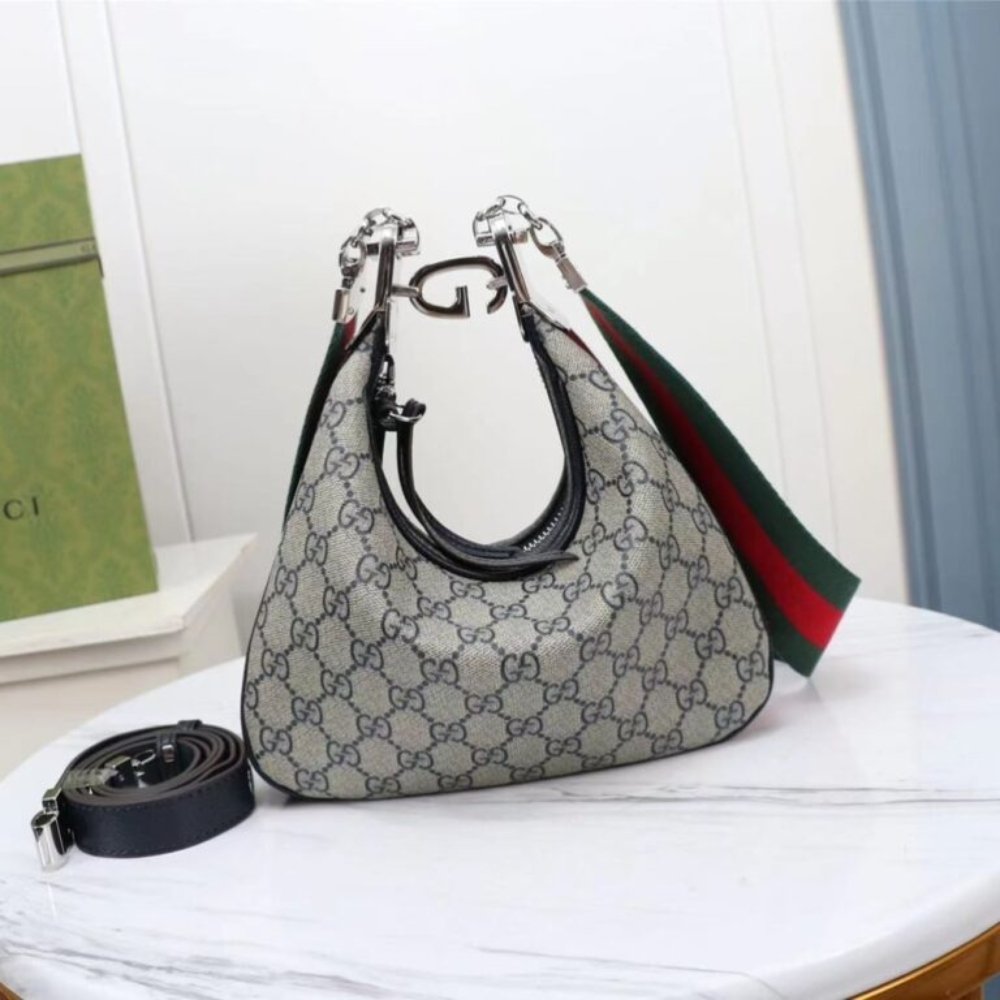 Gucci Attache Small Shoulder Bag Beige and Blue 23Cm 699409 96GRN 4082