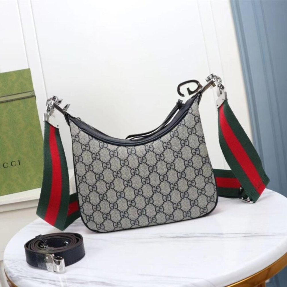 Gucci Attache Small Shoulder Bag Beige and Blue 23Cm 699409 96GRN 4082