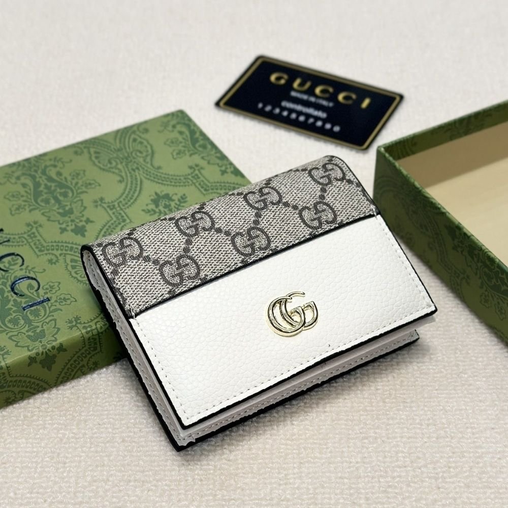 Gucci Bi Color Marmont Small Wallet Beige And White 11Cm 658610 17WAG 9096