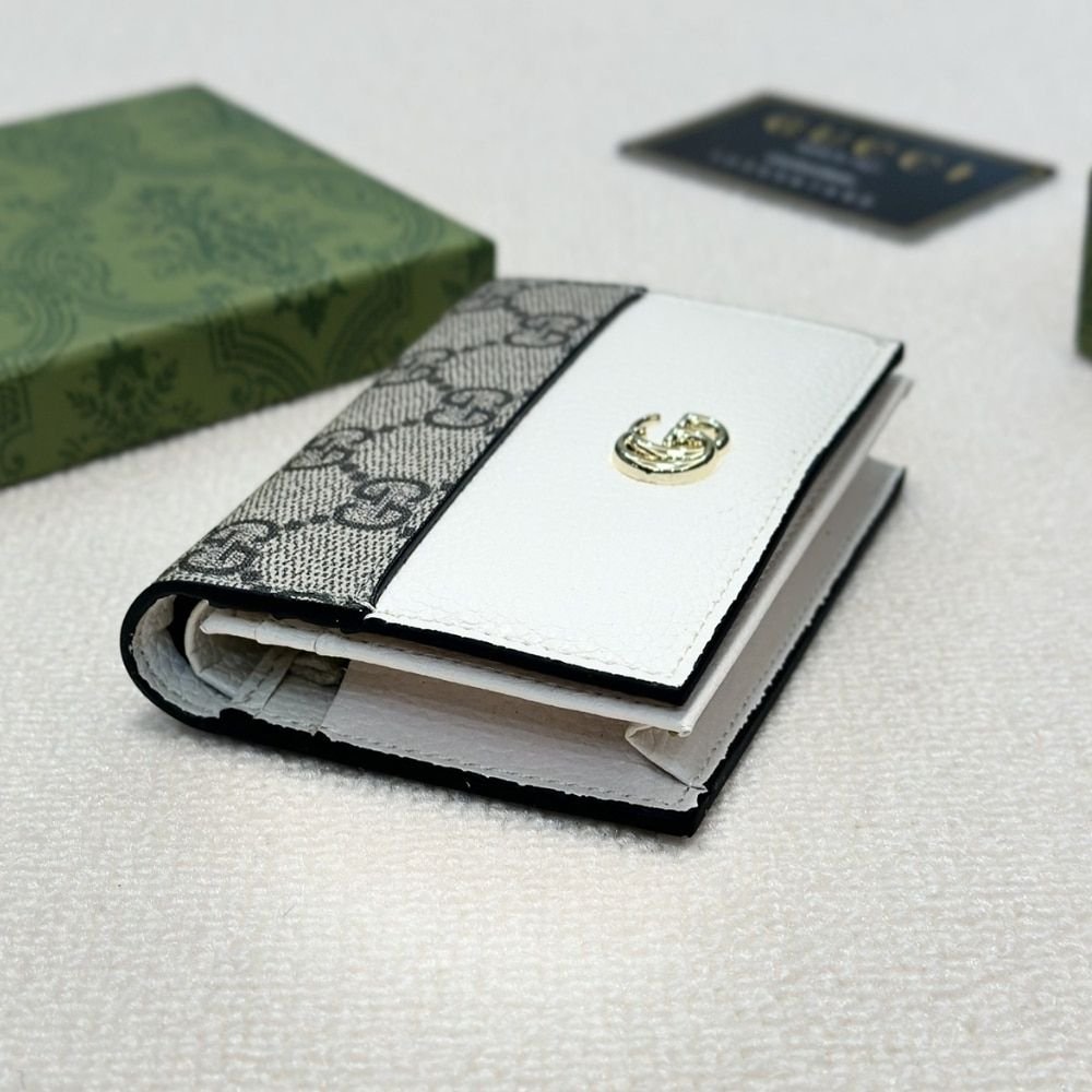 Gucci Bi Color Marmont Small Wallet Beige And White 11Cm 658610 17WAG 9096