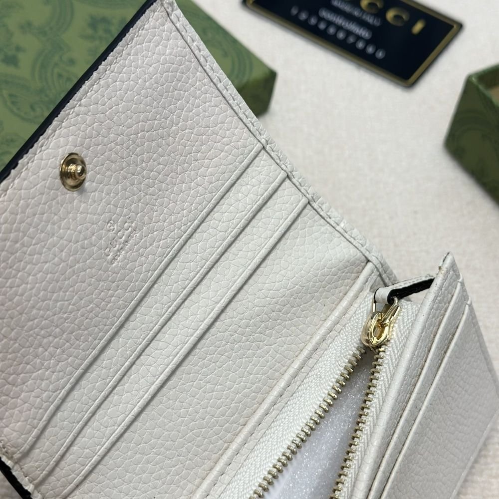 Gucci Bi Color Marmont Small Wallet Beige And White 11Cm 658610 17WAG 9096