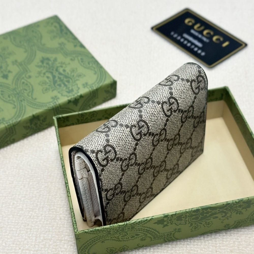 Gucci Bi Color Marmont Small Wallet Beige And White 11Cm 658610 17WAG 9096