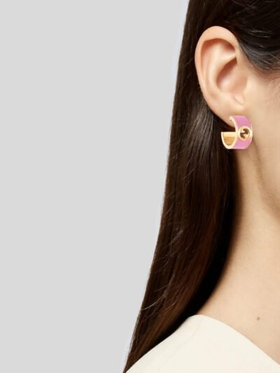 Gucci Blondie Enamel Hoop Earrings Pink 796764 J1630 8075