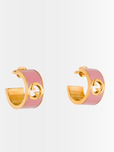 Gucci Blondie Enamel Hoop Earrings Pink 796764 J1630 8075