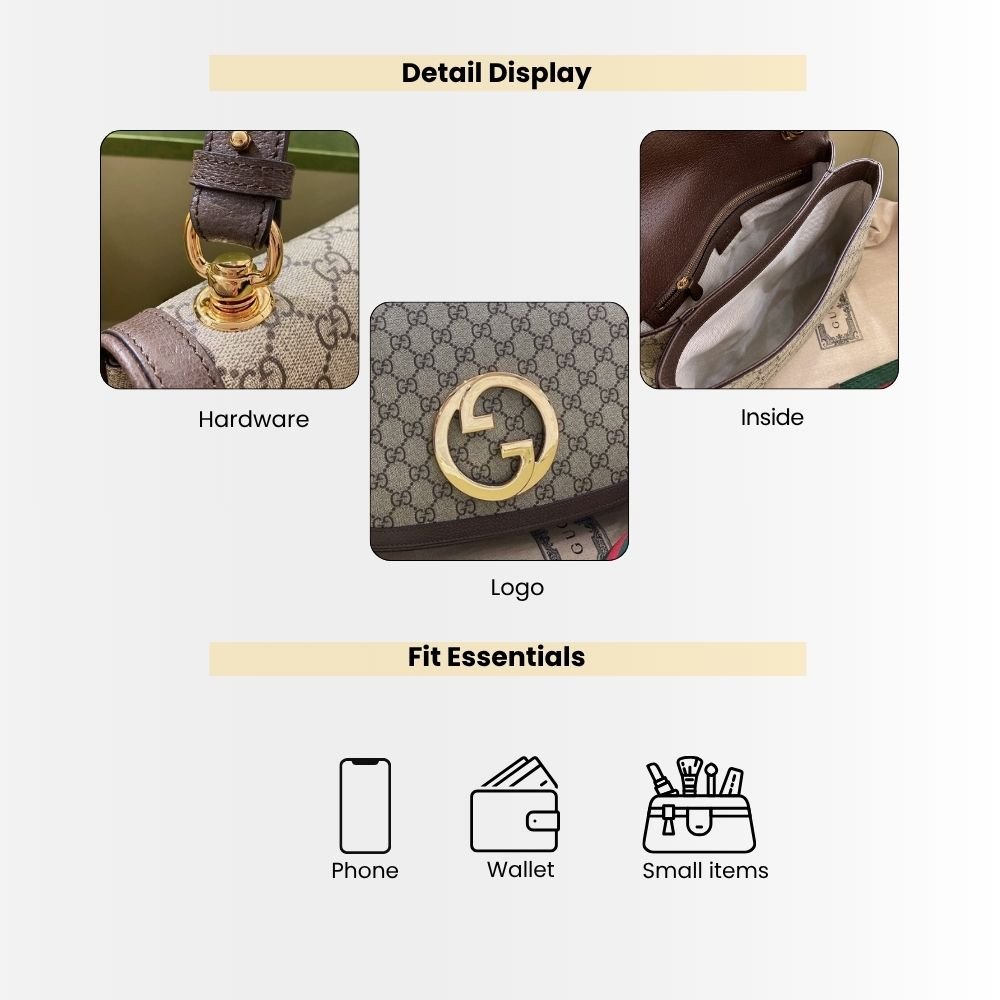 Gucci Blondie Medium Shoulder Bag Beige And Ebony GG Supreme Canvas 29Cm 699210 96IWG 8745