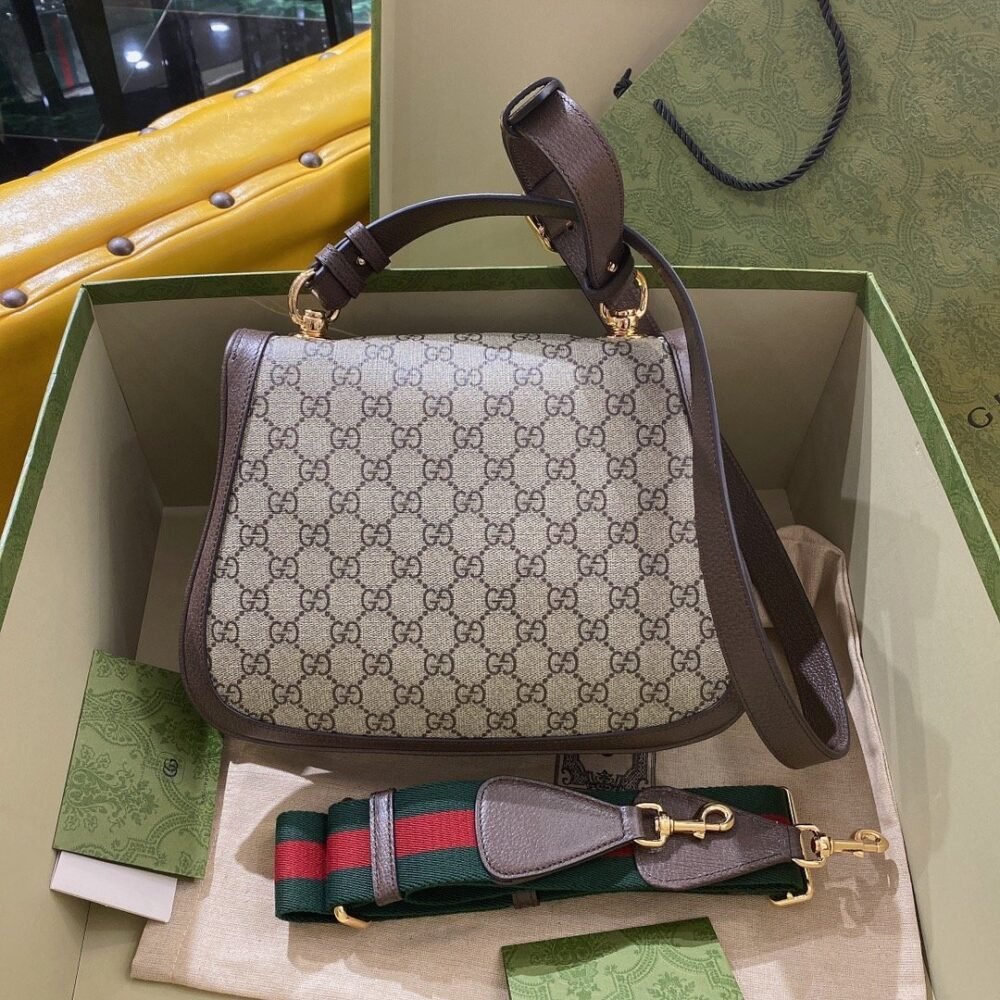Gucci Blondie Medium Shoulder Bag Beige And Ebony GG Supreme Canvas 29Cm 699210 96IWG 8745