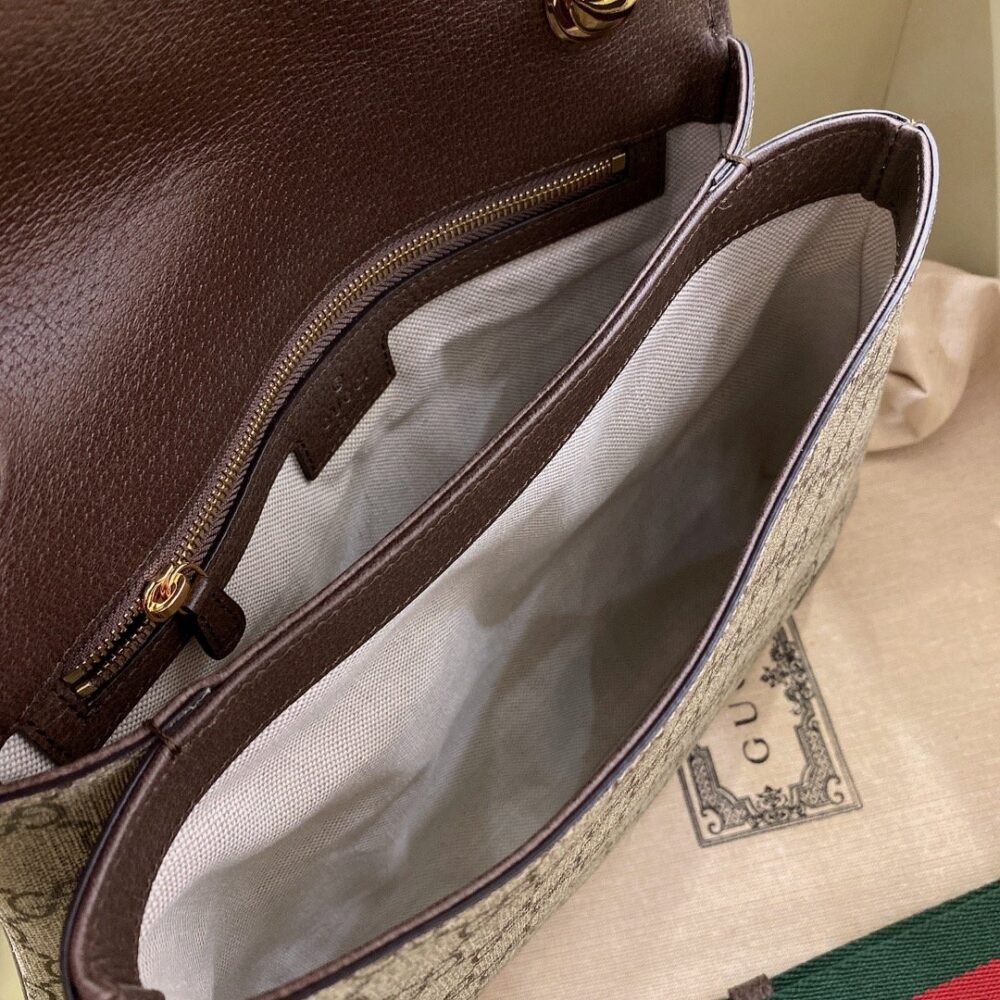 Gucci Blondie Medium Shoulder Bag Beige And Ebony GG Supreme Canvas 29Cm 699210 96IWG 8745