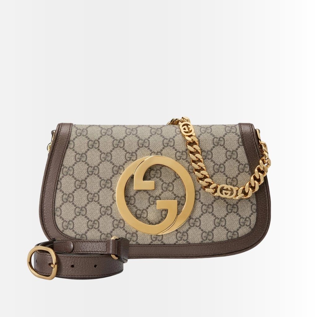 Gucci Blondie Shoulder Bag Beige And Ebony GG Supreme Canvas 28Cm 699268 K9GSG 8358
