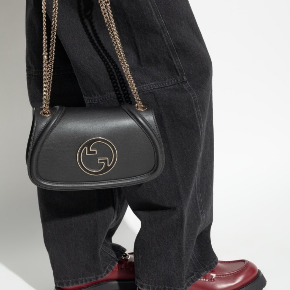 Gucci Blondie Small Shoulder Bag Black Leather 26Cm 815715 AAEEX 1000