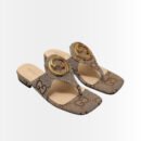 Gucci Blondie Thong Canvas Sandals Ebony Brown
