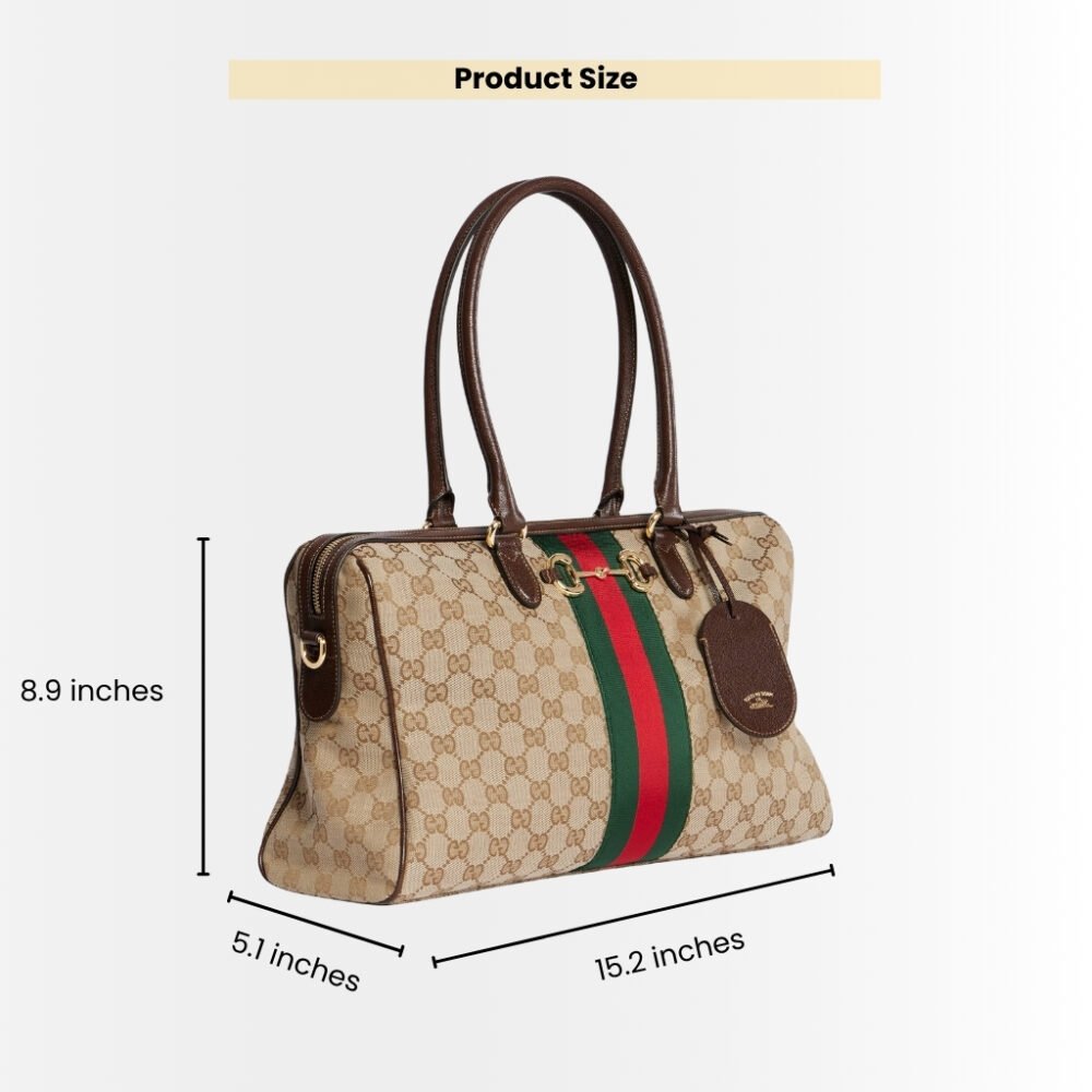 Gucci Borsetto Large Boston Bag GG Canvas Sand And Brown 38Cm 866734 FAFV9 9653
