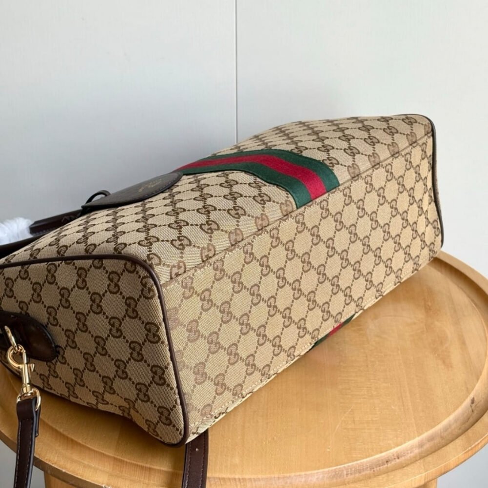 Gucci Borsetto Large Boston Bag GG Canvas Sand And Brown 38Cm 866734 FAFV9 9653