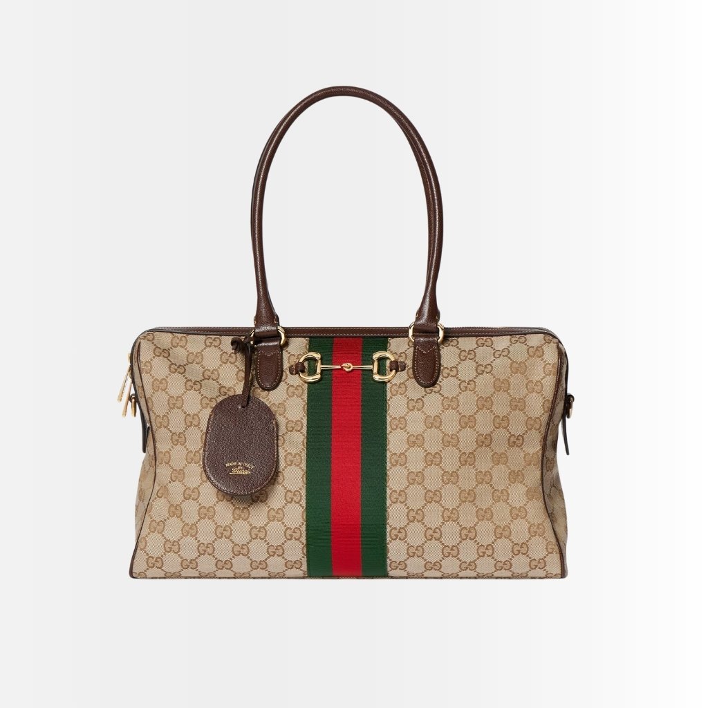 Gucci Borsetto Large Boston Bag GG Canvas Sand And Brown 38Cm 866734 FAFV9 9653