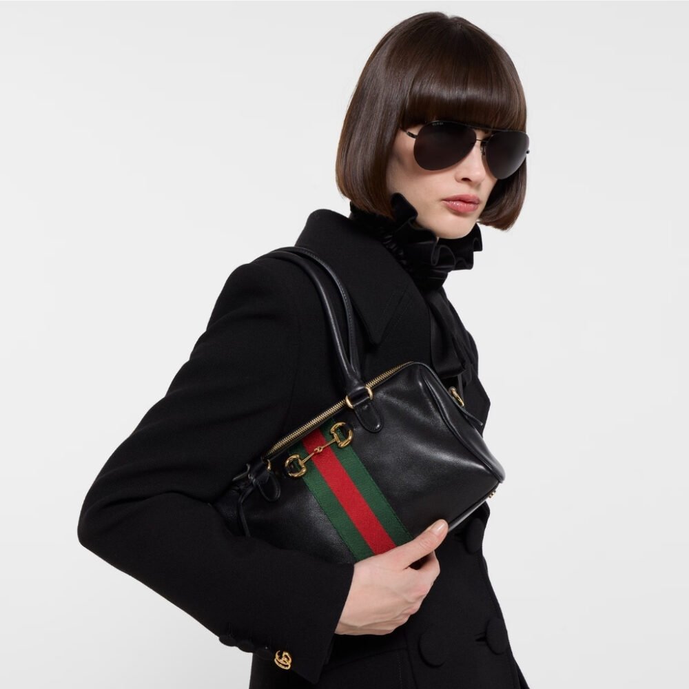 Gucci Borsetto Medium Boston Bag Black Leather 28Cm 866732 AAGIQ 1053