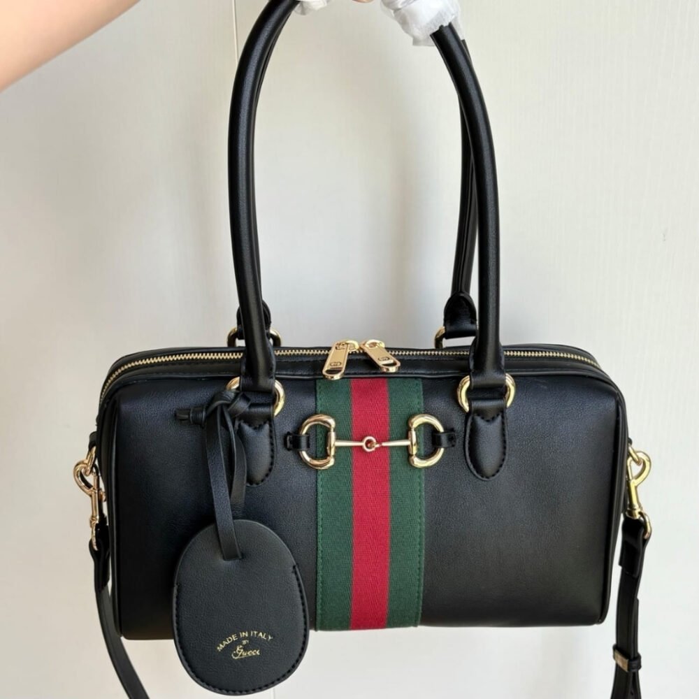 Gucci Borsetto Medium Boston Bag Black Leather 28Cm 866732 AAGIQ 1053