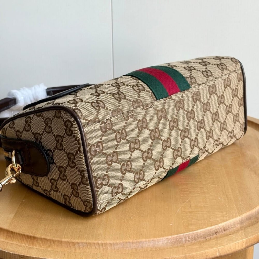 Gucci Borsetto Medium Boston Bag GG Canvas Sand And Brown 28Cm 866732 FAFV9 9653