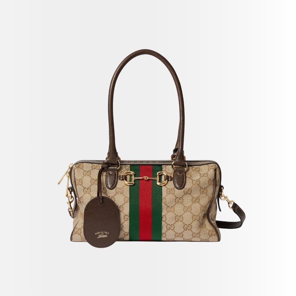 Gucci Borsetto Medium Boston Bag GG Canvas Sand And Brown 28Cm 866732 FAFV9 9653