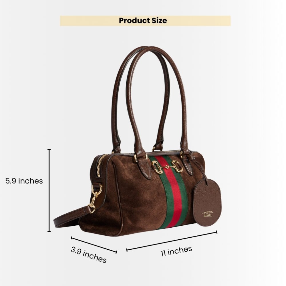 Gucci Borsetto Medium Boston Bag Suede Leather Dark Brown 28Cm 866732 AAGIR 2146