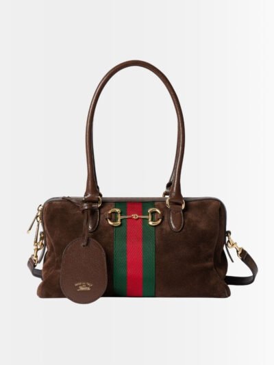 Gucci Borsetto Medium Boston Bag Suede Leather Dark Brown 28Cm 866732 AAGIR 2146