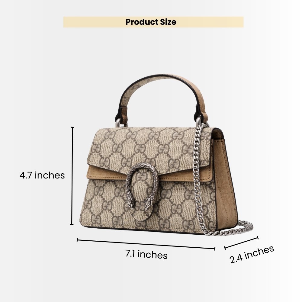 Gucci Dionysus Mini Top Handle Bag Beige Ebony 18Cm 752029 KHNRN 8642