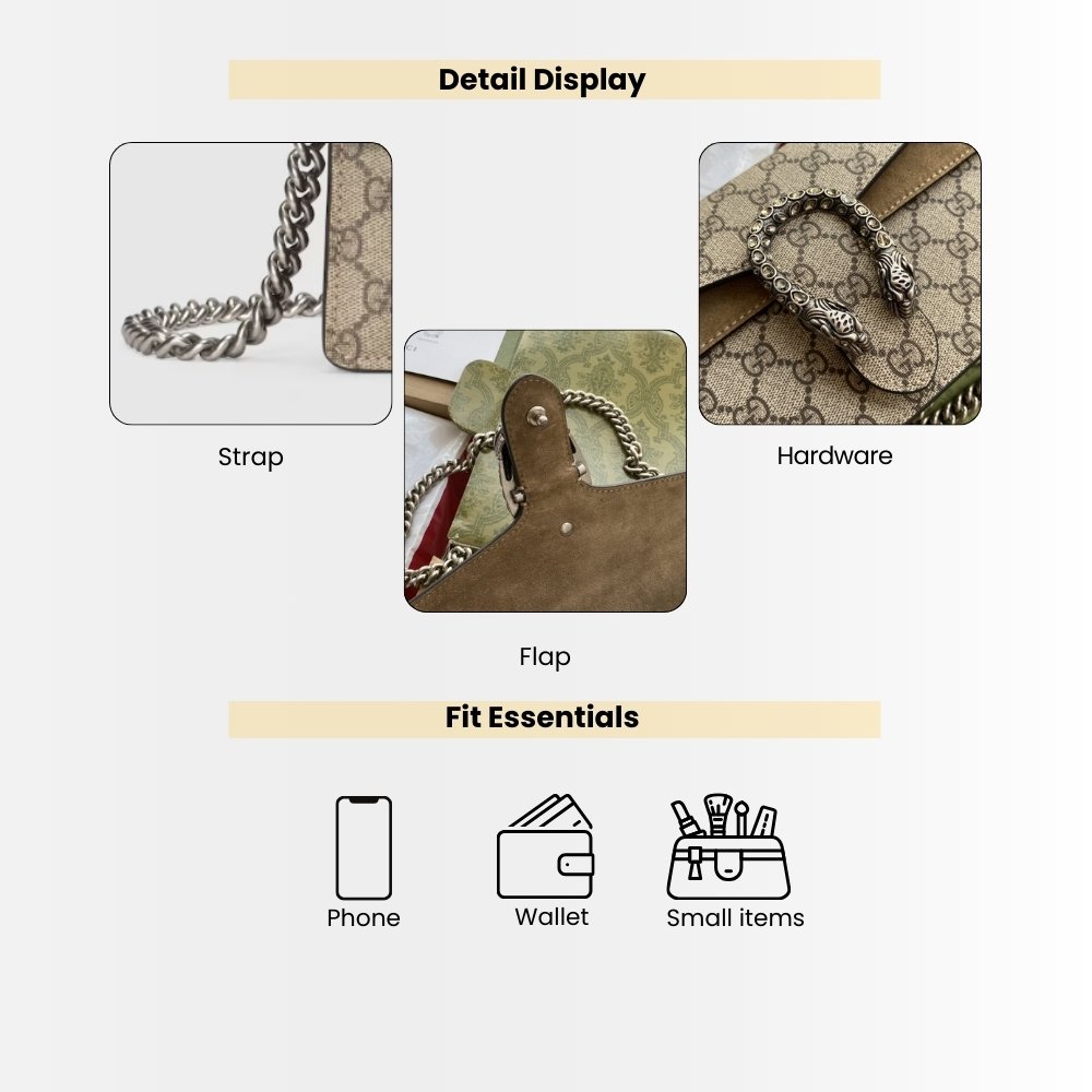 Gucci Dionysus Small Shoulder Beige Bag 25Cm 499623 92TJN 8660